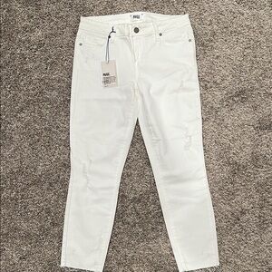 PAIGE White Ankle Cropped Jeans Minimalist Design